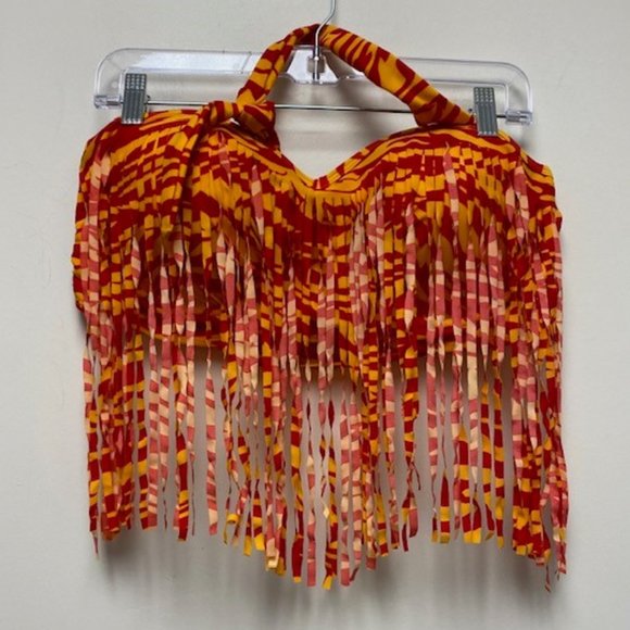 NEW 2 Piece Zebra Print Fringe Accent Plus Size High‎ Waist Swimsuit, size XXL - Picture 3 of 11